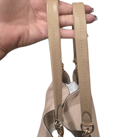 Coach C9078 Dalton 31 With Coach Badge Taupe Jacquard & Leather Shoulder Bag NWT - Picture 7 of 16